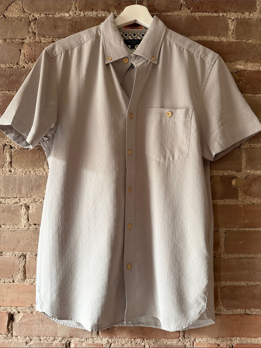 Ted Baker London Light Gray Short-Sleeve Button-Down Shirt Men